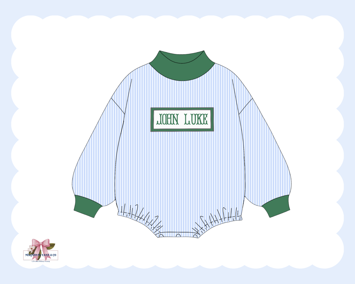 PO30: Boy's Blue Striped Bubble (ETA: January)