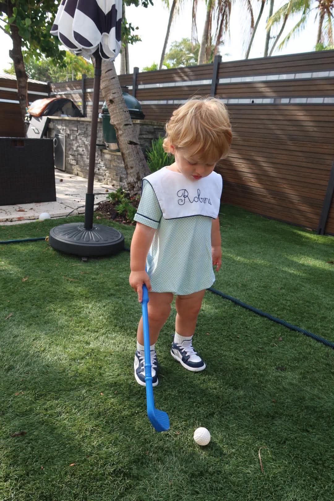 Boy's Green Plaid Bubble
