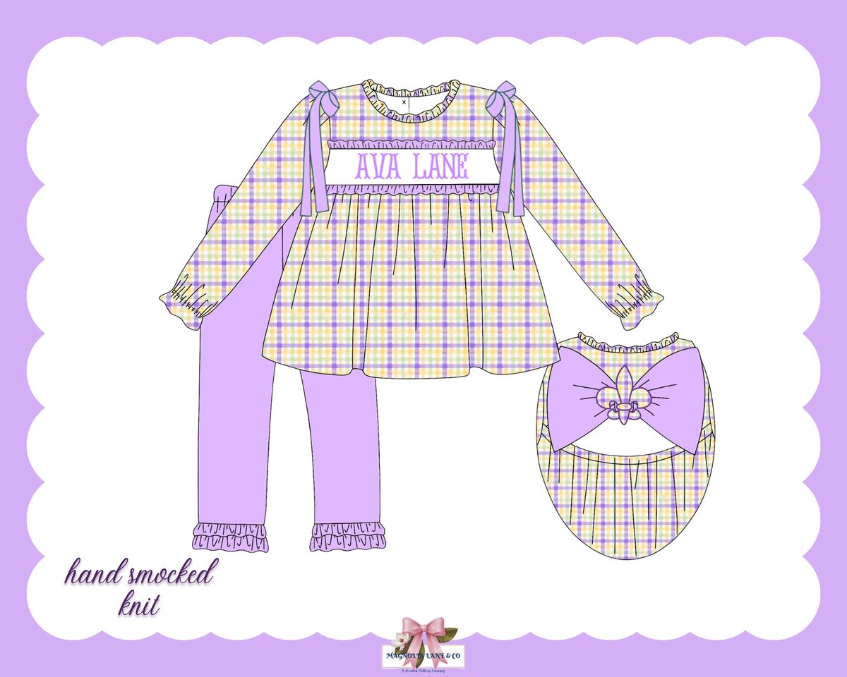 PO30: Girl's Pastel Mardi Gras Leggings Set (ETA: January)