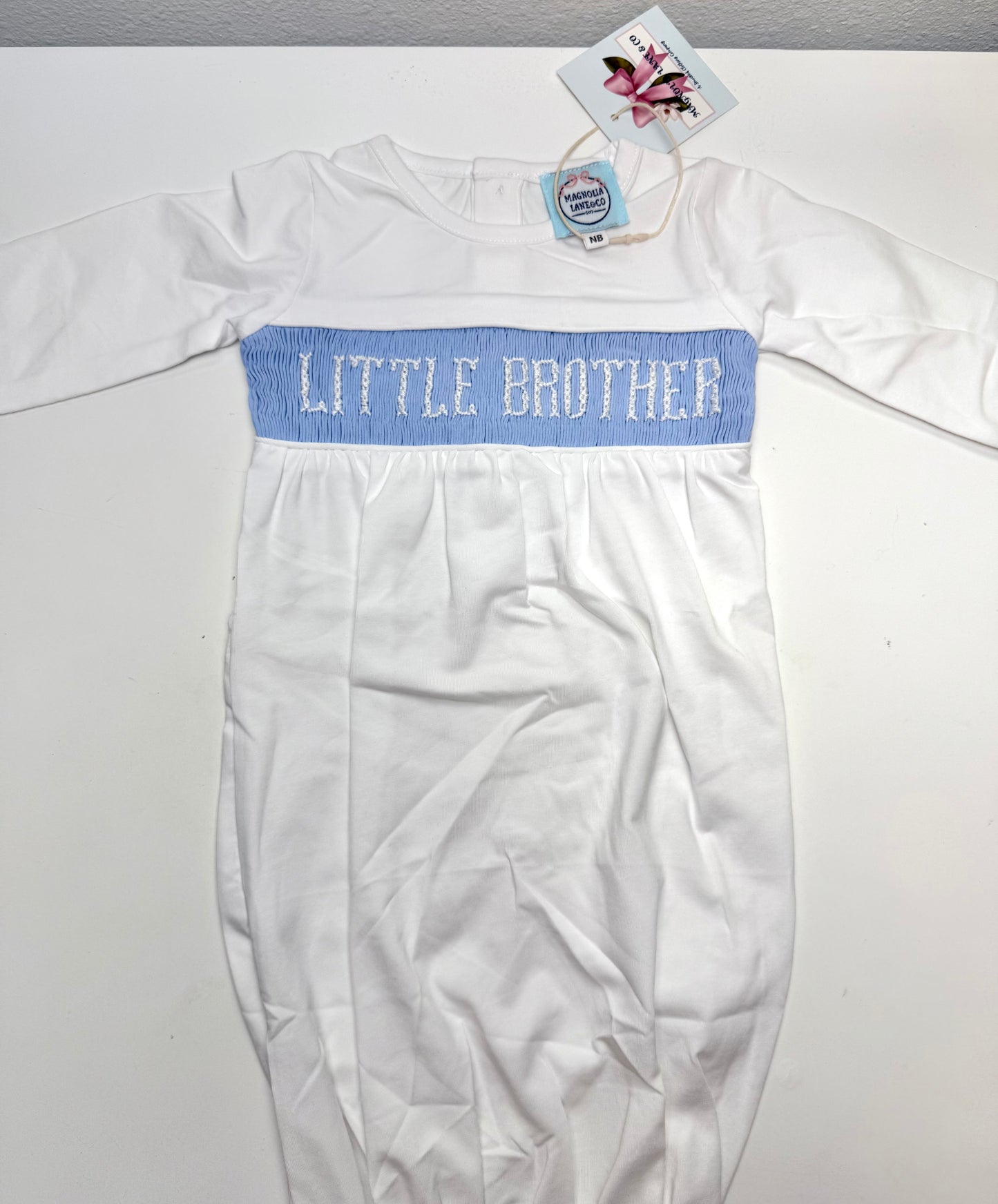 Boy's Blue & White Little Brother Gown