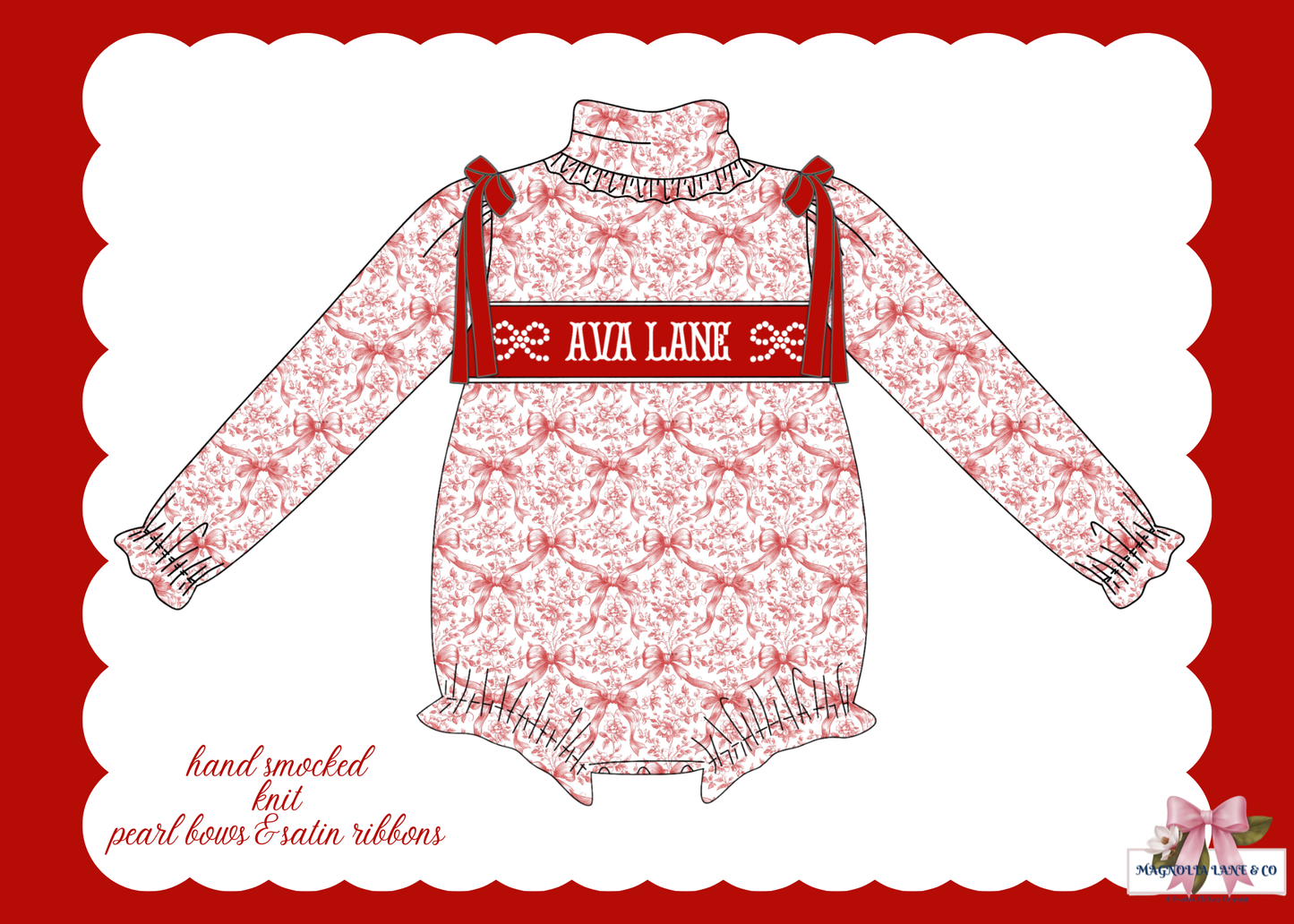 PO27: Girl's Red Toile Bubble (ETA: November)
