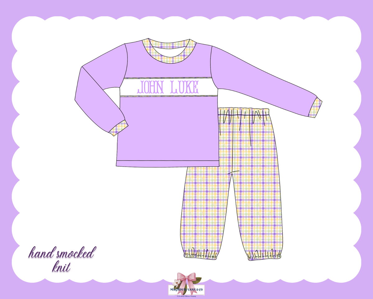 PO30: Boy’s Pastel Mardi Gras Pants Set (ETA: January)