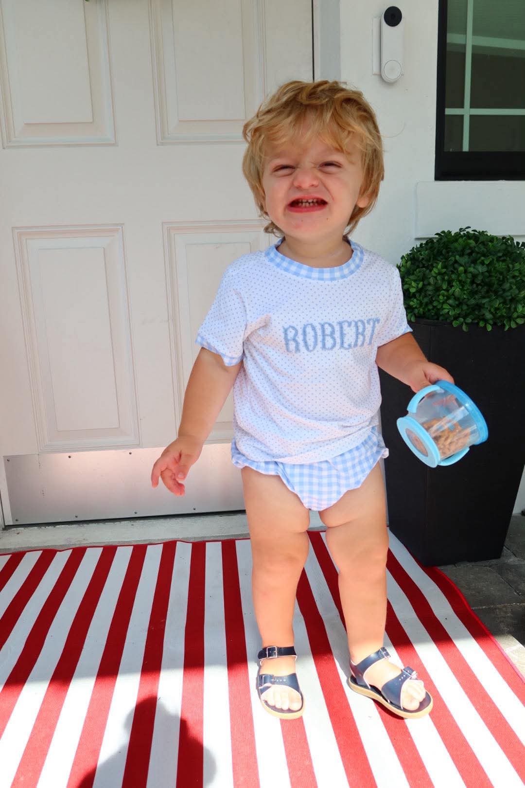 Boy’s Bitty Dot & Gingham Diaper Set
