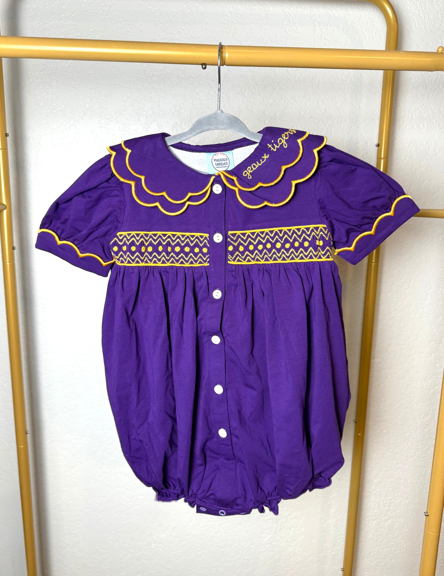 Girl's Purple & Gold Tiny Tailgater Bubble - "CALLIN' BATON ROUGE"