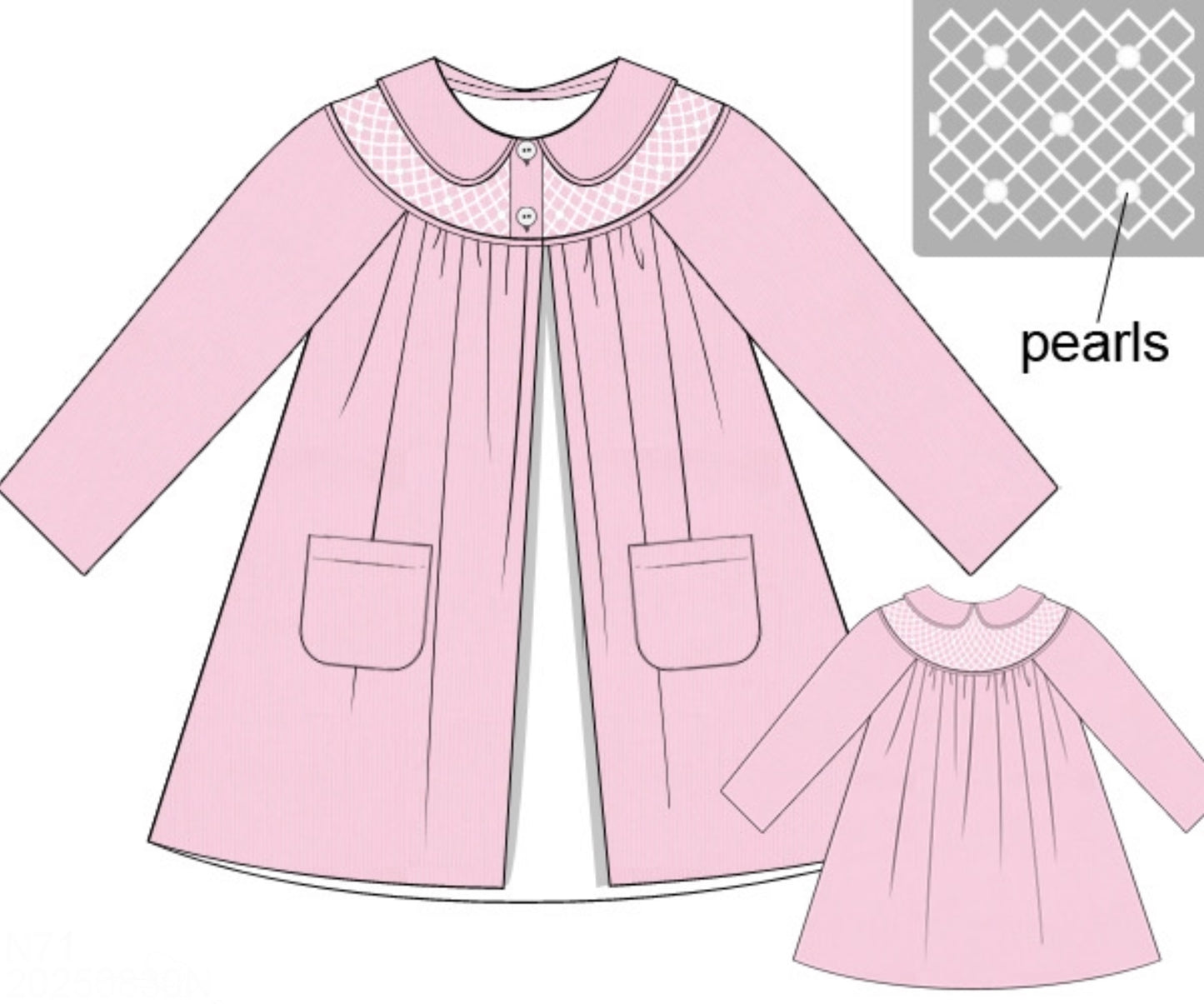 Pink w/ Pearls Vintage Smocked Jacket
