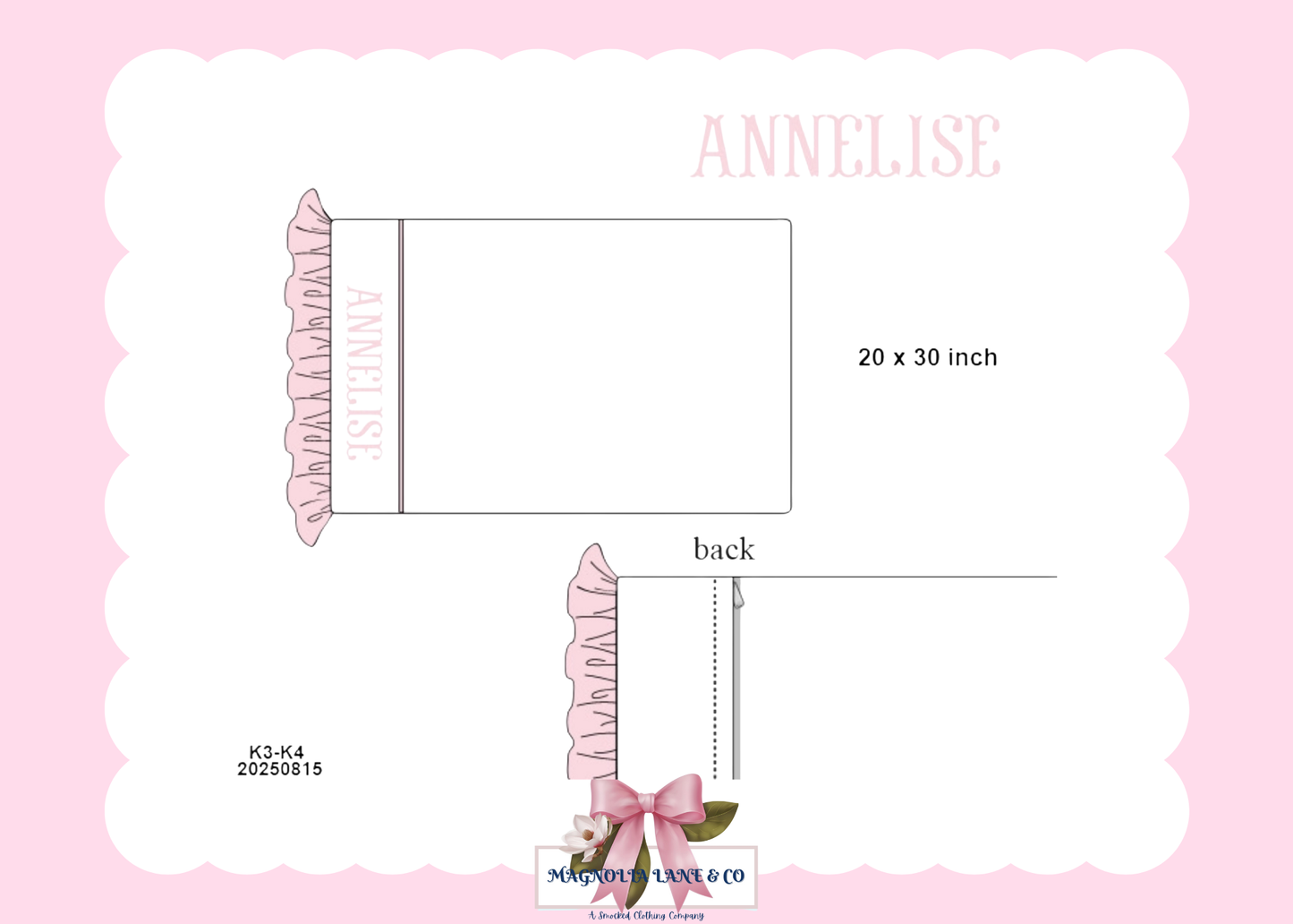 PO28: Smocked Standard Pillow Case - Pink/White (ETA: DECEMBER)