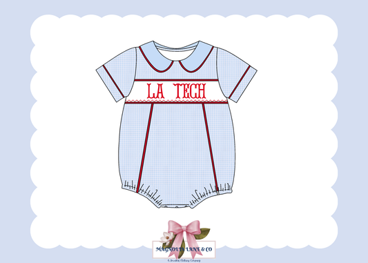 PO23: Boy’s Light Blue & Red Gingham Game Day Bubble