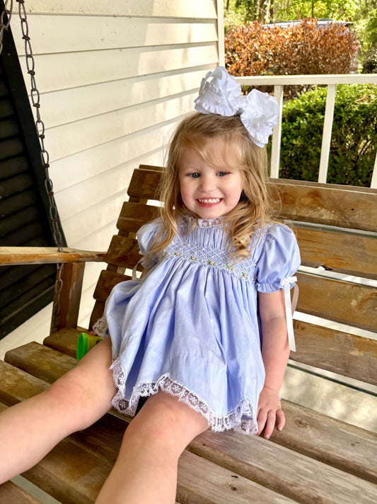 Girl's Blue Heirloom Bloomer Set