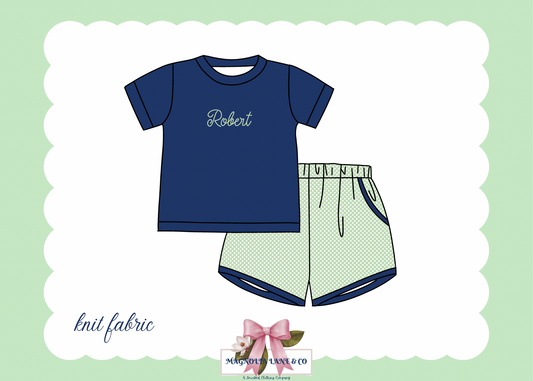 PO22: Green Plaid Shorts Set