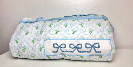 PO21: Blue Bow & Florals Nap Mat w/ Bows