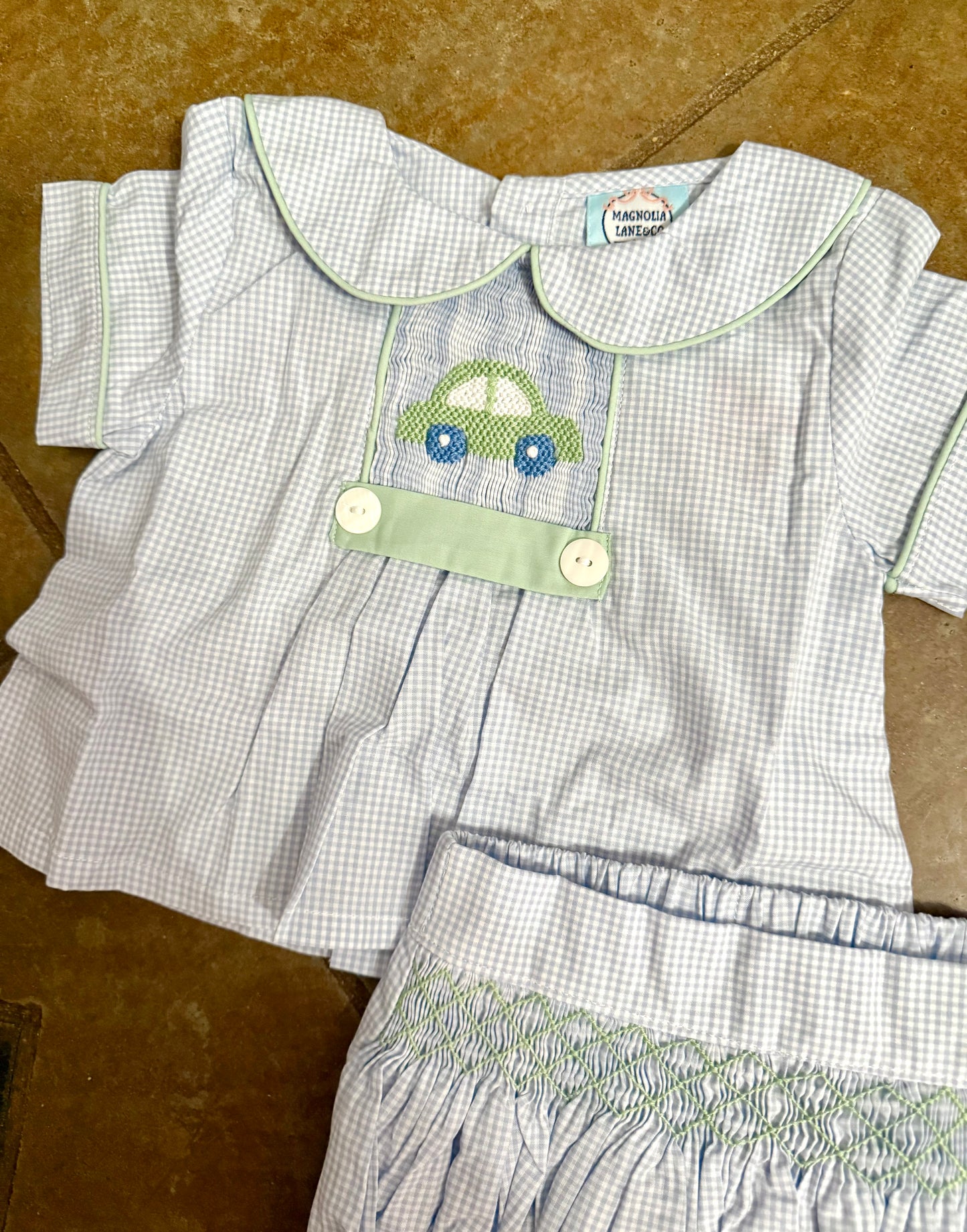 Boy's Blue & Green Car Diaper Set