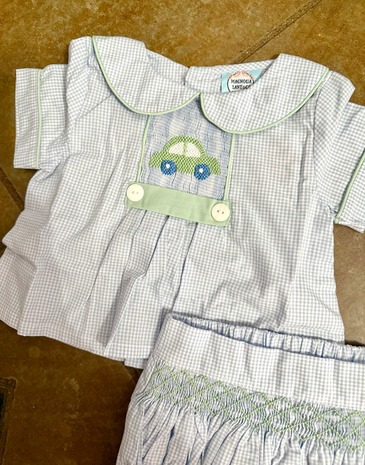 Boy's Blue & Green Car Diaper Set