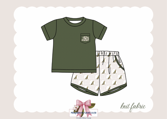 PO22: Boy’s Preppy Camo Dogs Shorts Set