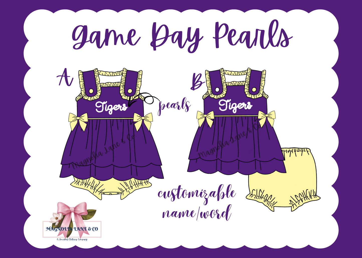 Purple/Gold Game Day Pearls - Bloomer Set