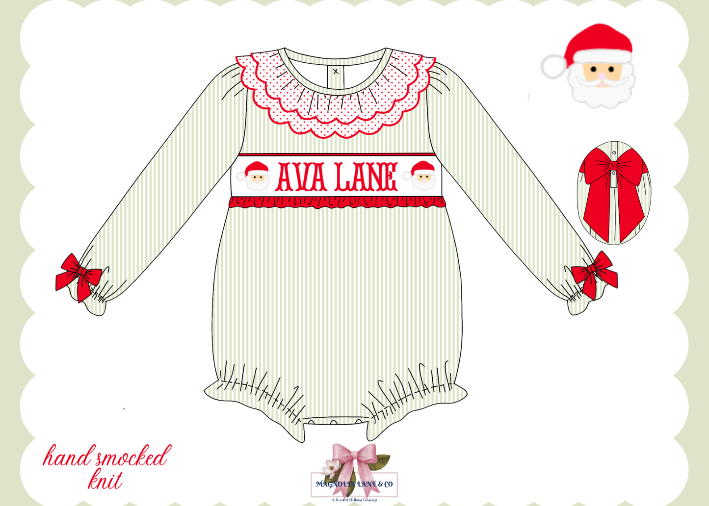 PO26: Santa Name Smocks (White Santa): Girl’s Bubble (ETA: October)