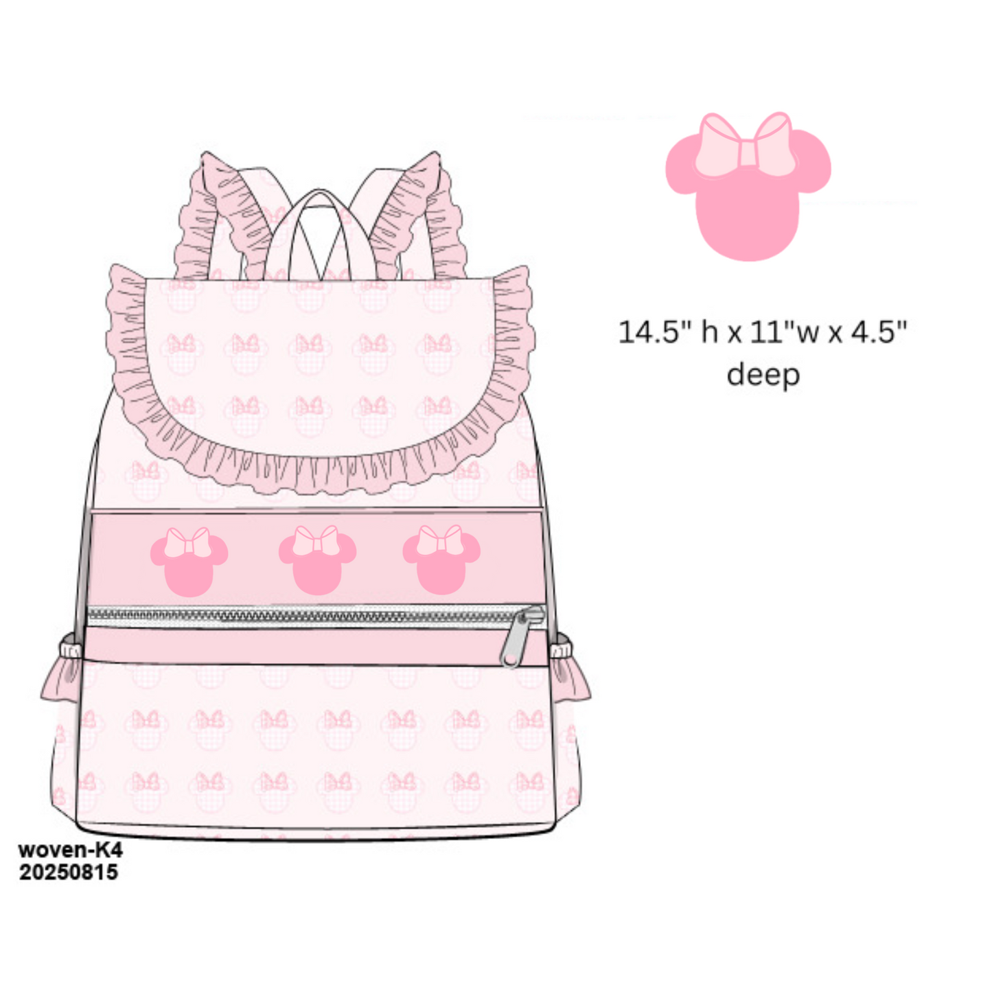 PO21: Magical Mouse - Pink Ruffle Flap Backpack