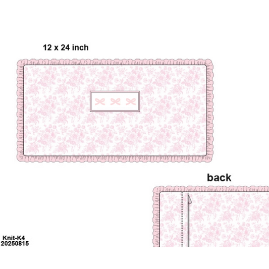 PO21: Pink Toile Small Lumbar Pillow w/ Bows