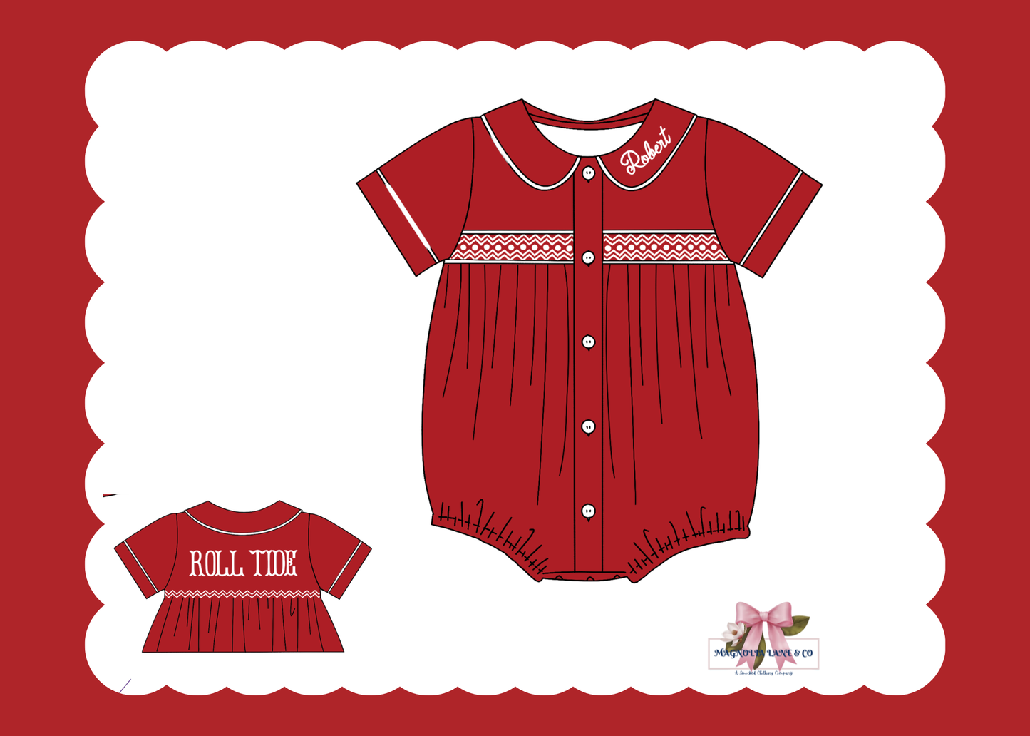 PO23: Boy’s Crimson/Cardinal Red & White Tiny Tailgators Bubble