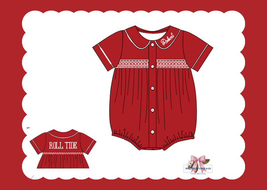 PO23: Boy’s Crimson/Cardinal Red & White Tiny Tailgators Bubble