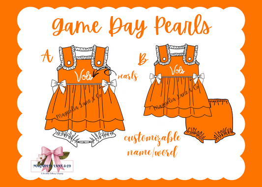 PO8: Orange/White Game Day Pearls