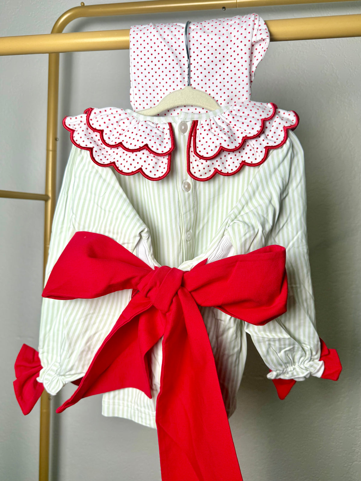 Santa Name Smocks (White Santa): Girl’s Bloomer Set - "SANTA BABY"