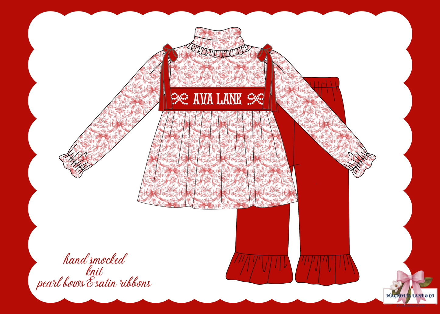 PO27: Girl's Red Toile Pants Set (ETA: November)