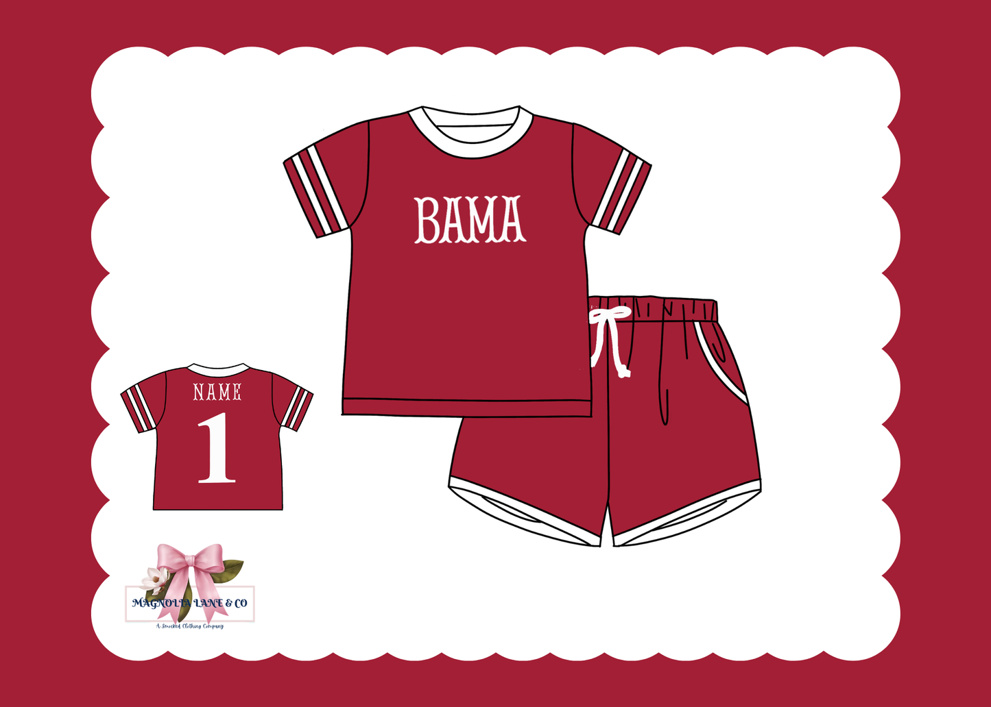 PO23: Crimson/Cardinal Red & White Jerseys: Shorts Set