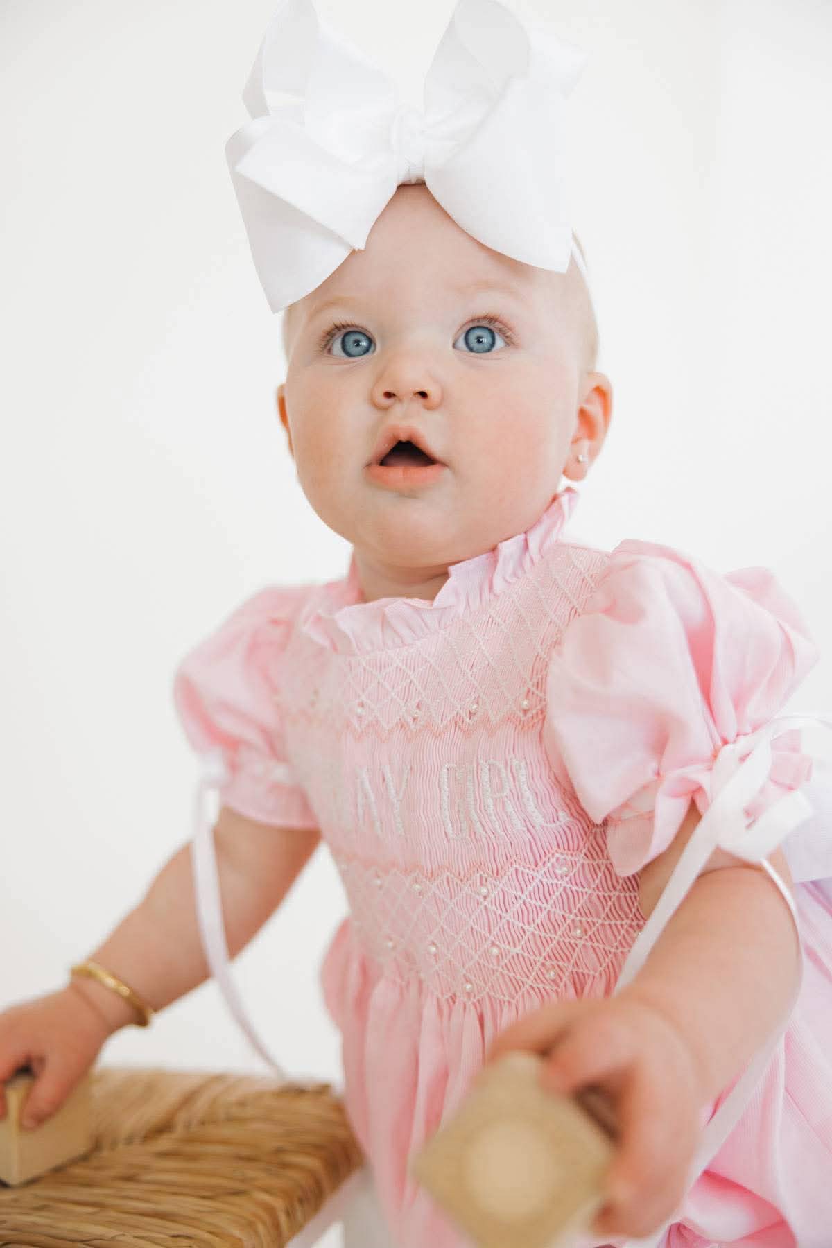 Heirloom Birthday Pearls SHORT SLEEVE Pink BLOOMER SET