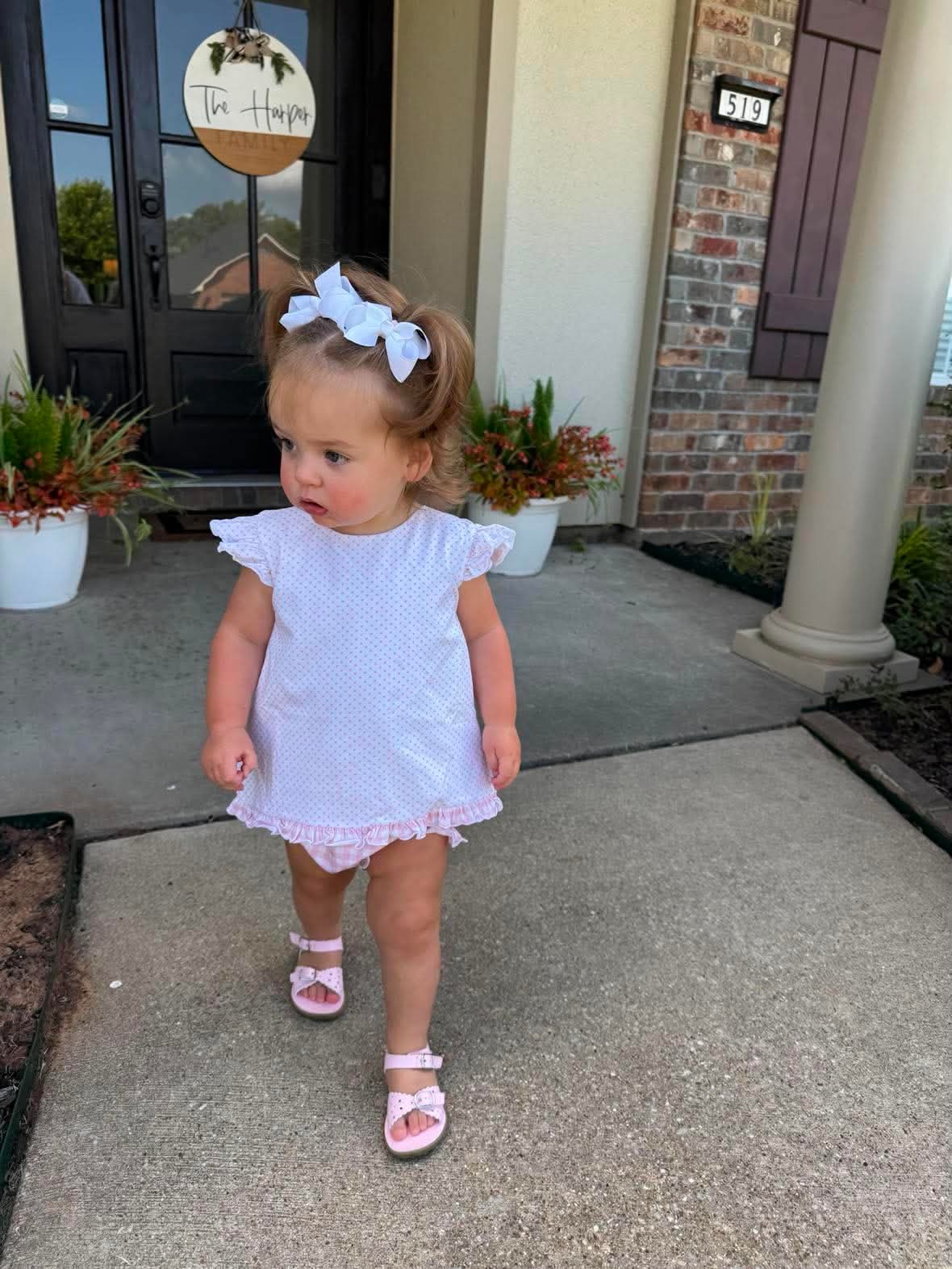 Girl's Bitty Dot & Gingham Bloomer Set