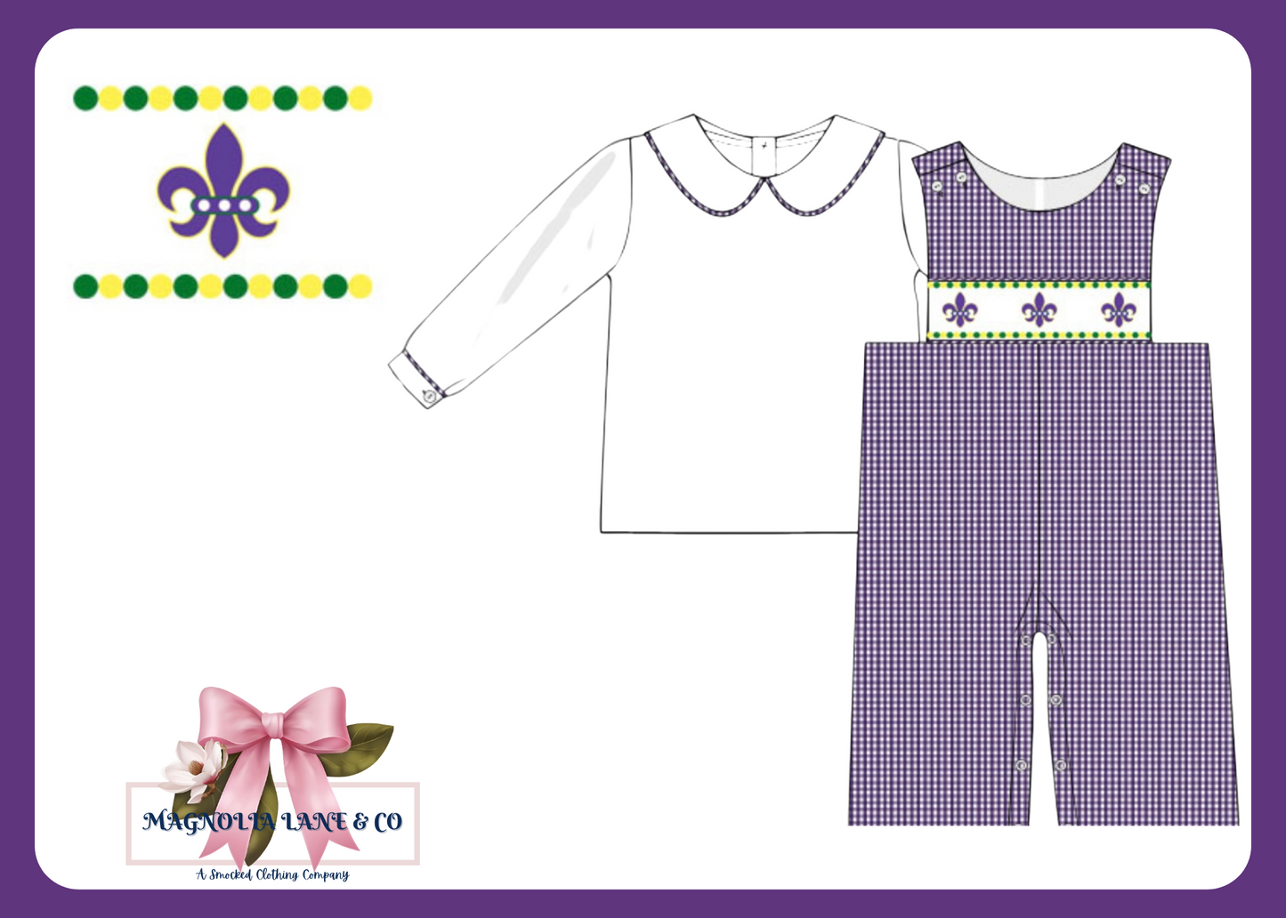 Hand Smocked Fleur De Lis Collection - Boy's Longall