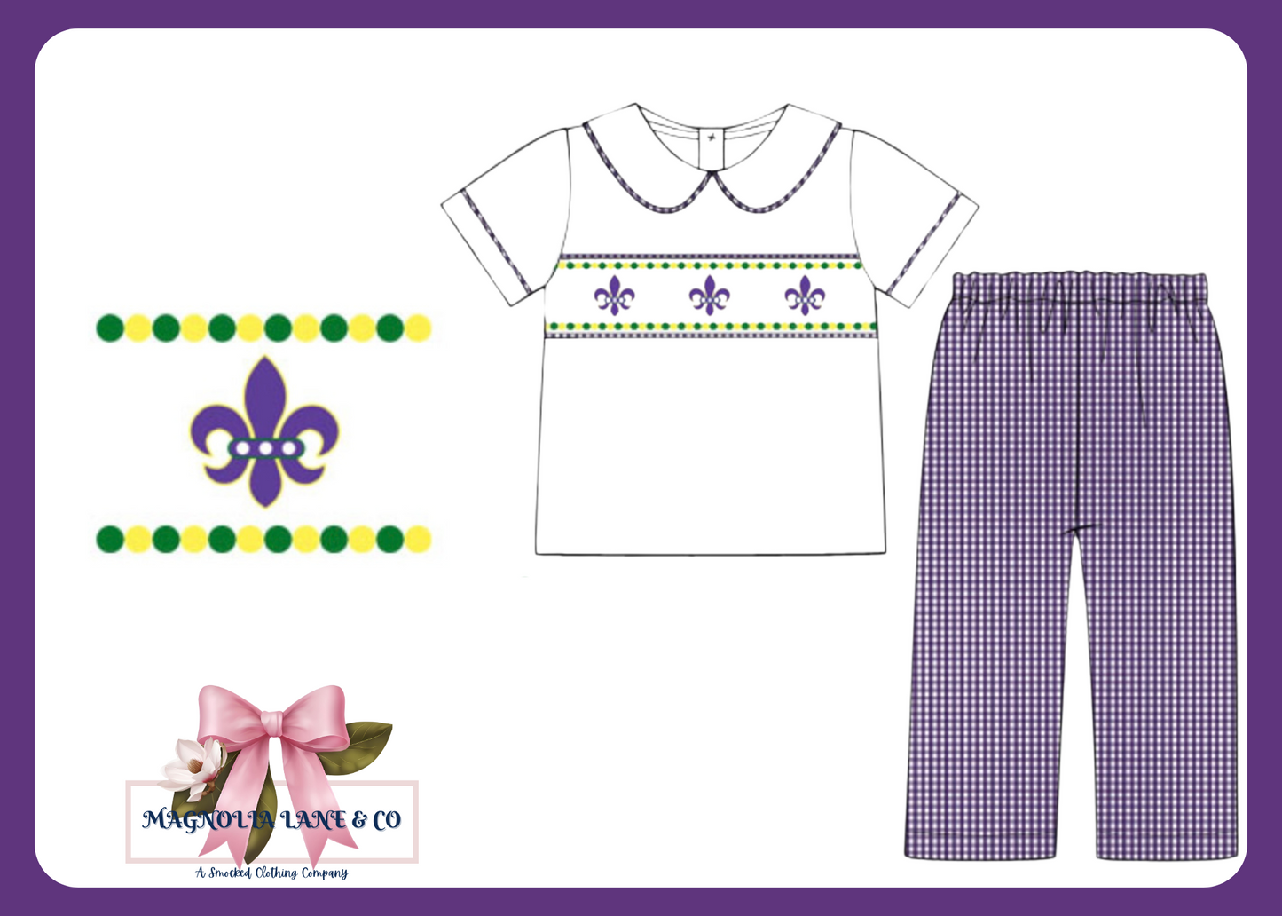 Hand Smocked Fleur De Lis Collection - Boy's Pants Set