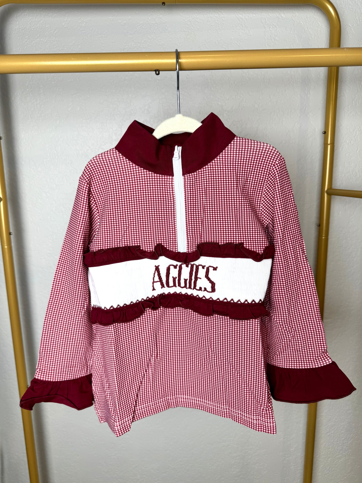 Girl's Maroon & White Pullover - "AGGIES"