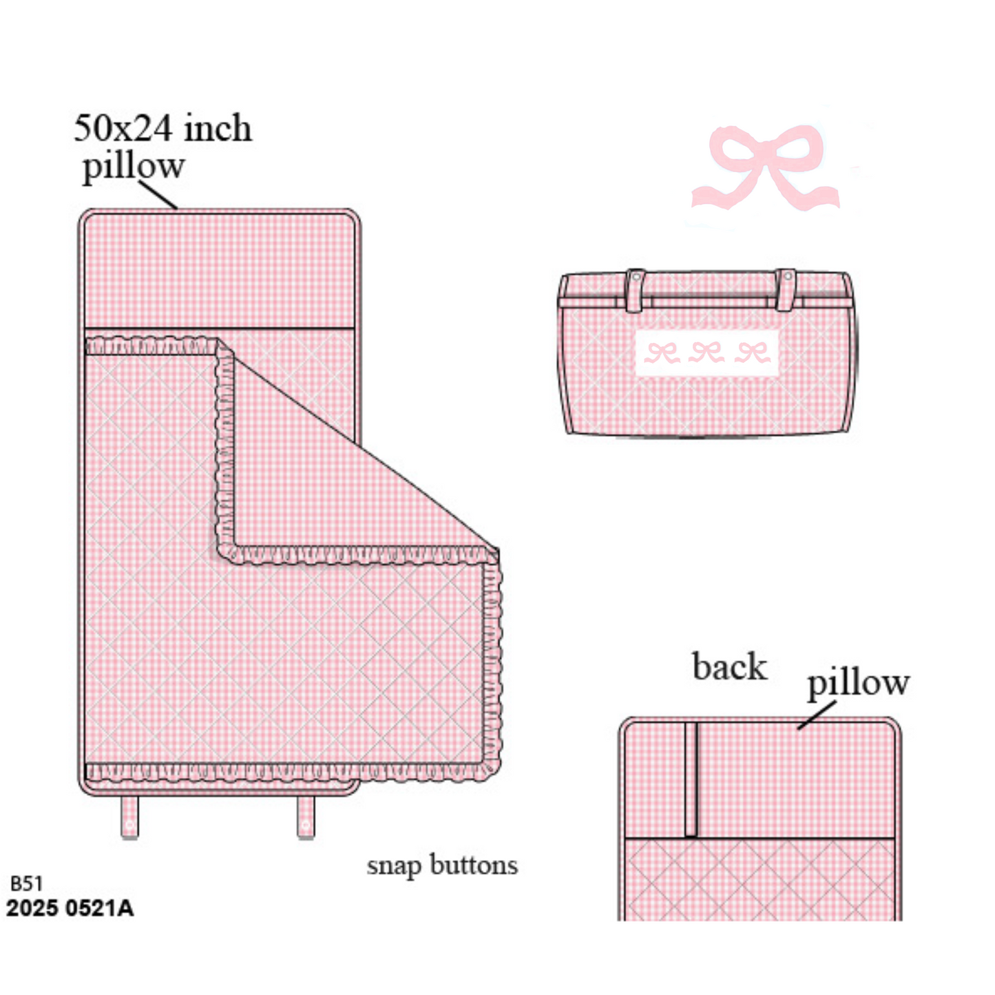 PO21: Pink Gingham BTS Bundle w/ Bows (NO NAMES)