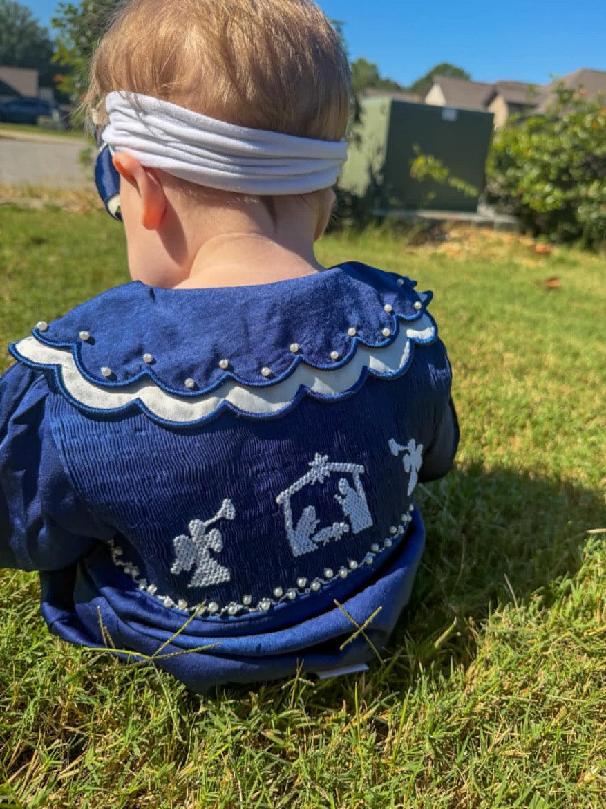 Navy Nativity: Girl's Bloomer Set/Dress