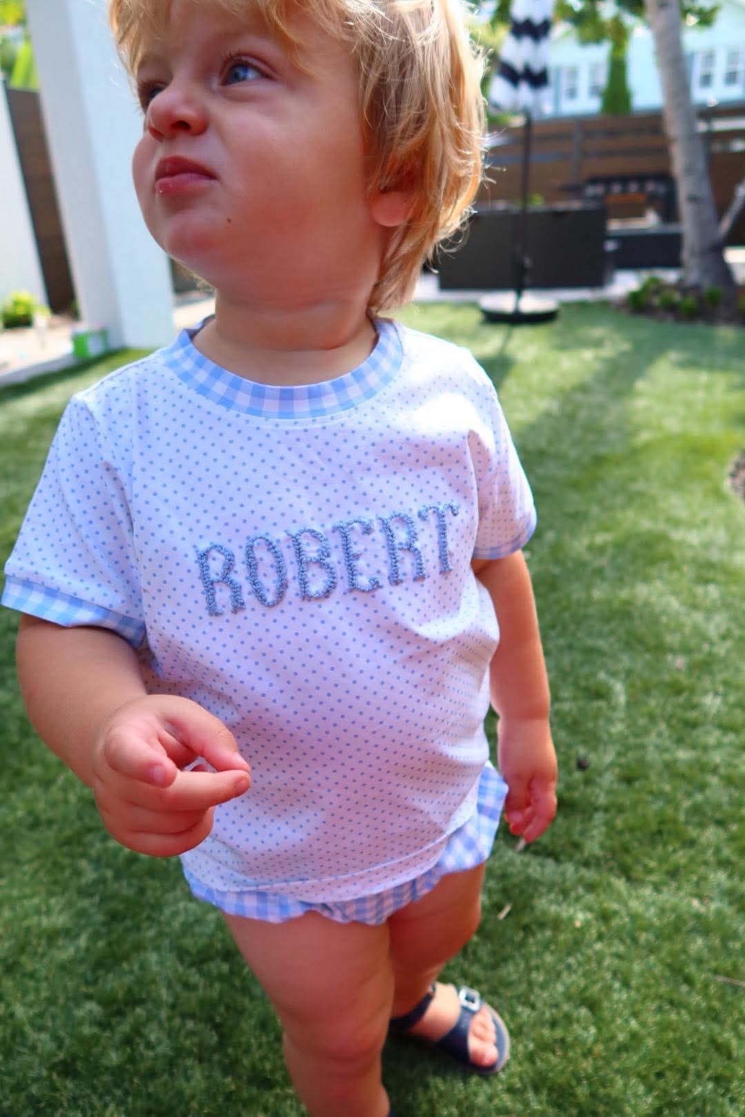 Boy’s Bitty Dot & Gingham Diaper Set