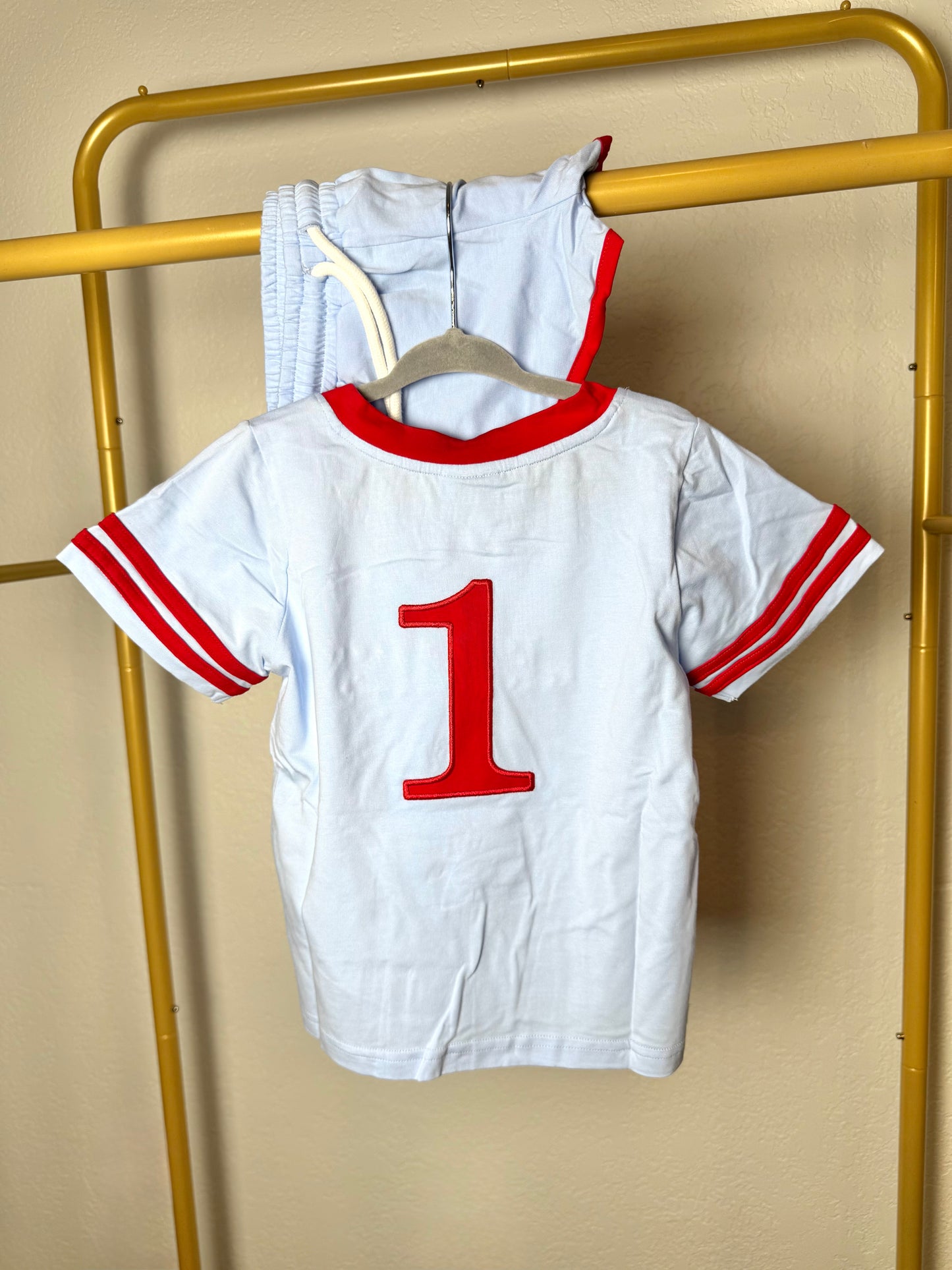 Powder Blue & Red Jerseys: Shorts Set  - "OLE MISS"