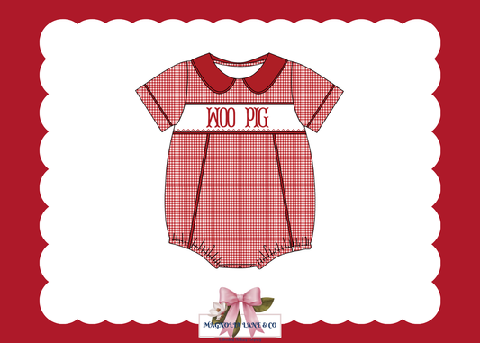 PO23: Boy’s Crimson/Cardinal Red & White Gingham Game Day Bubble