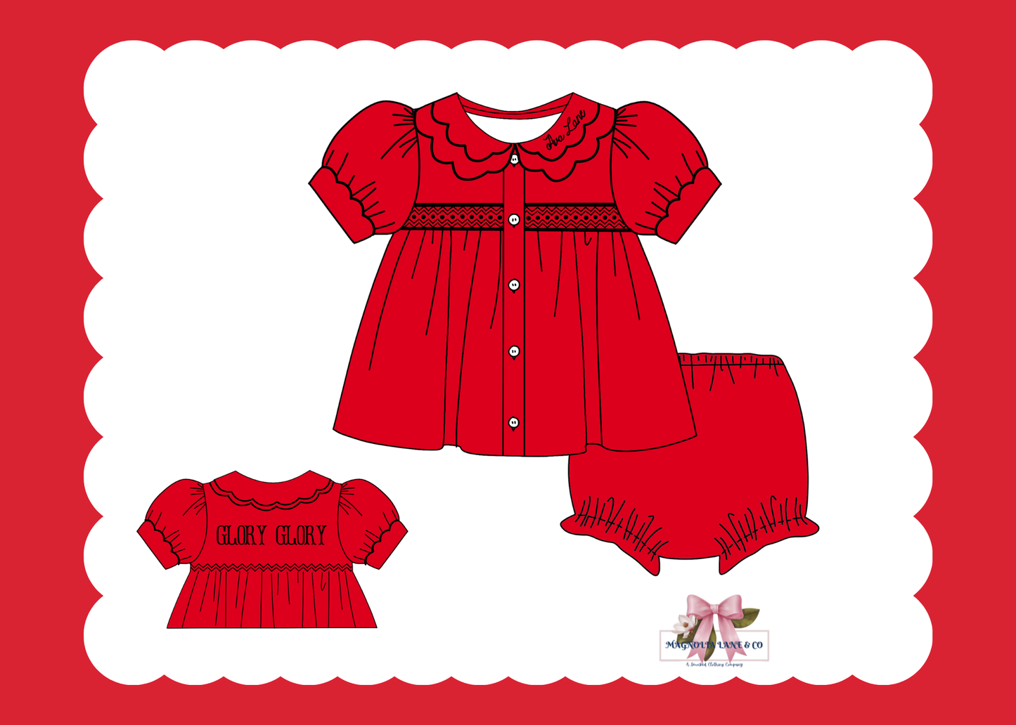 PO23: Girl’s Red & Black Tiny Tailgaters Bloomer Set/Dress