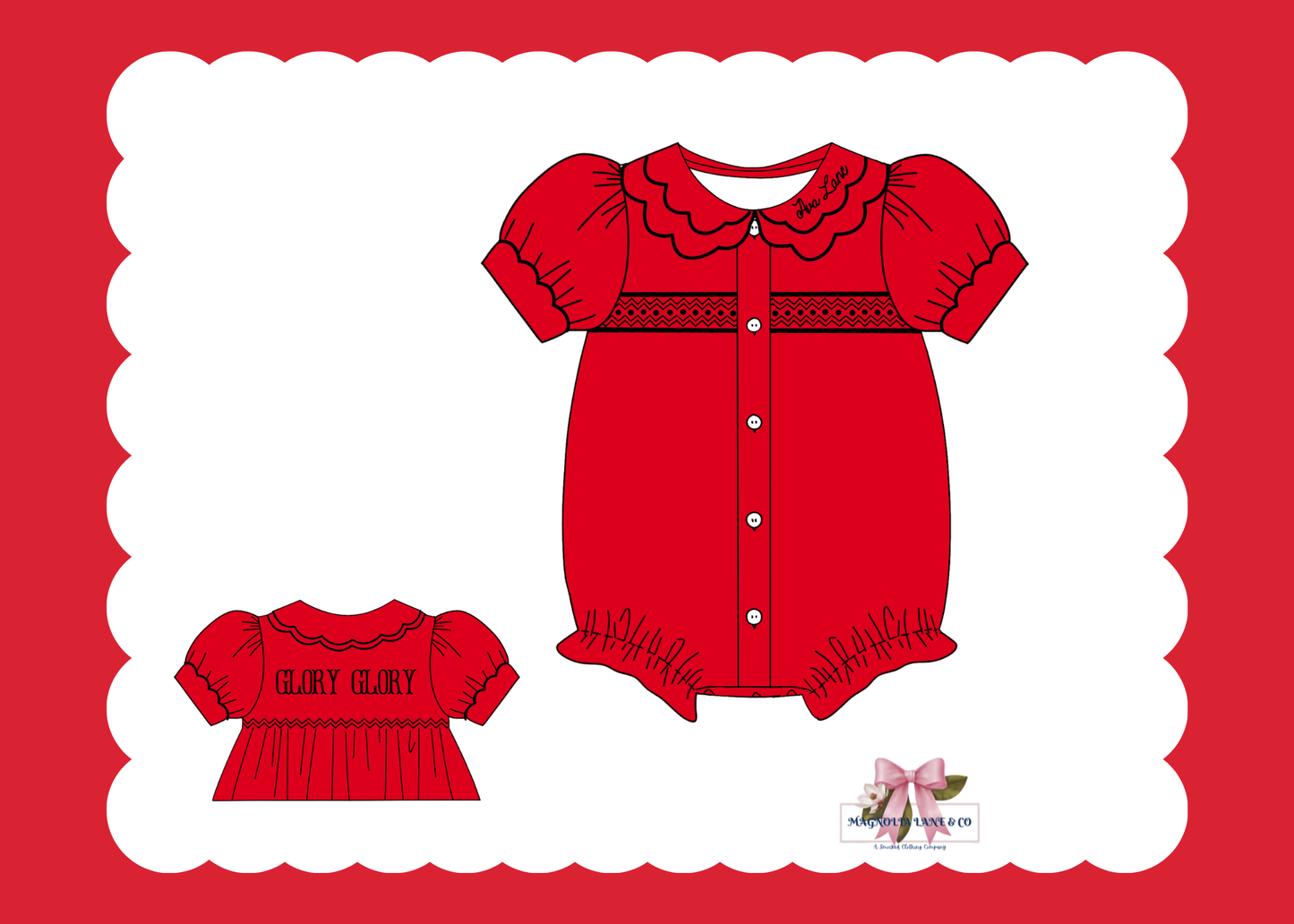 PO23: Girl’s Red & Black Tiny Tailgators Bubble