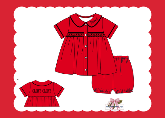 PO23: Boy’s Red & Black Tiny Tailgaters Bubble Shorts Set