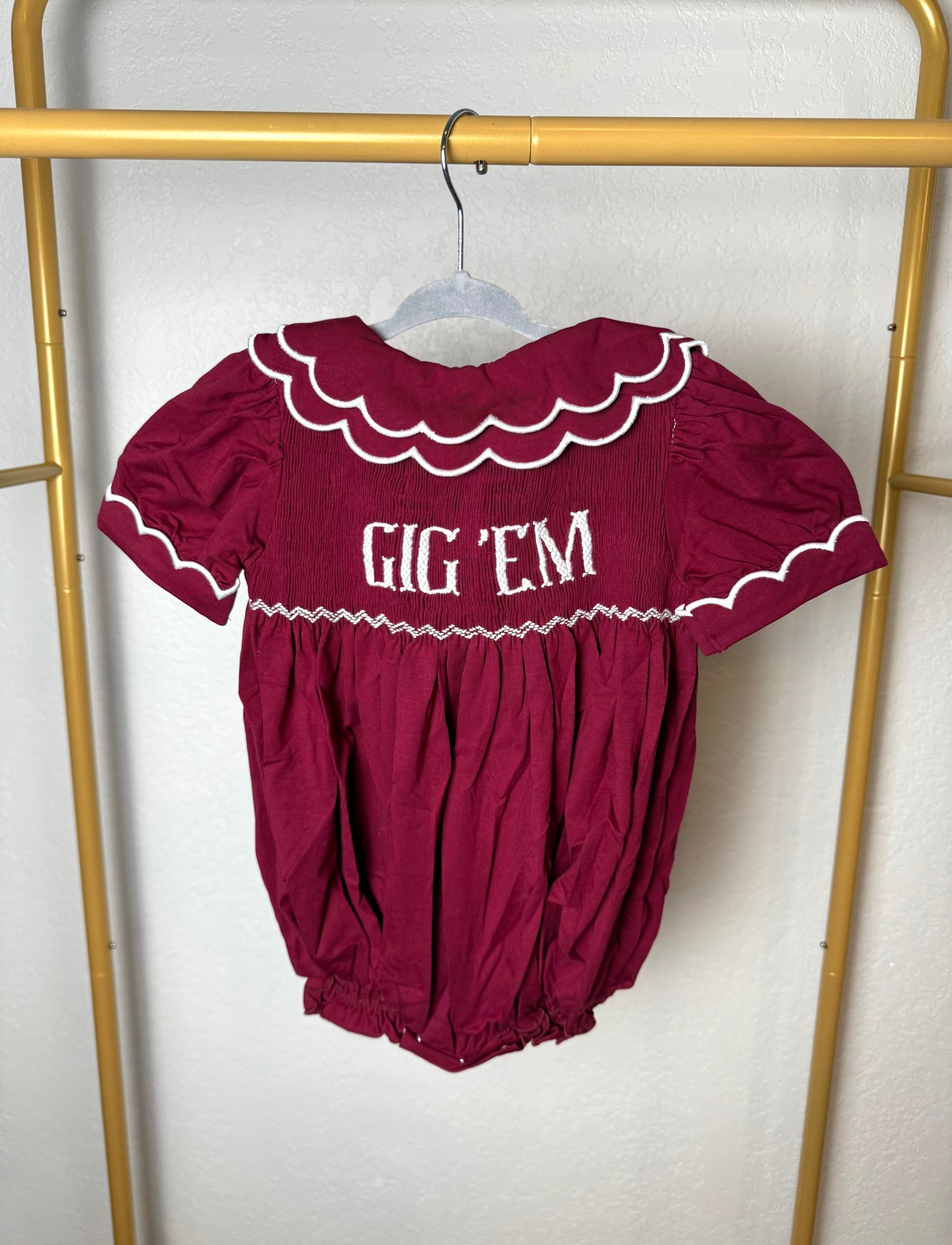 Girl's Maroon & White Tiny Tailgater Bubble - "GIG 'EM"