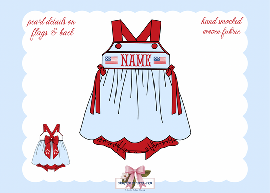 PO20: RWB Name Smocks: Girl's Skirted Bubble