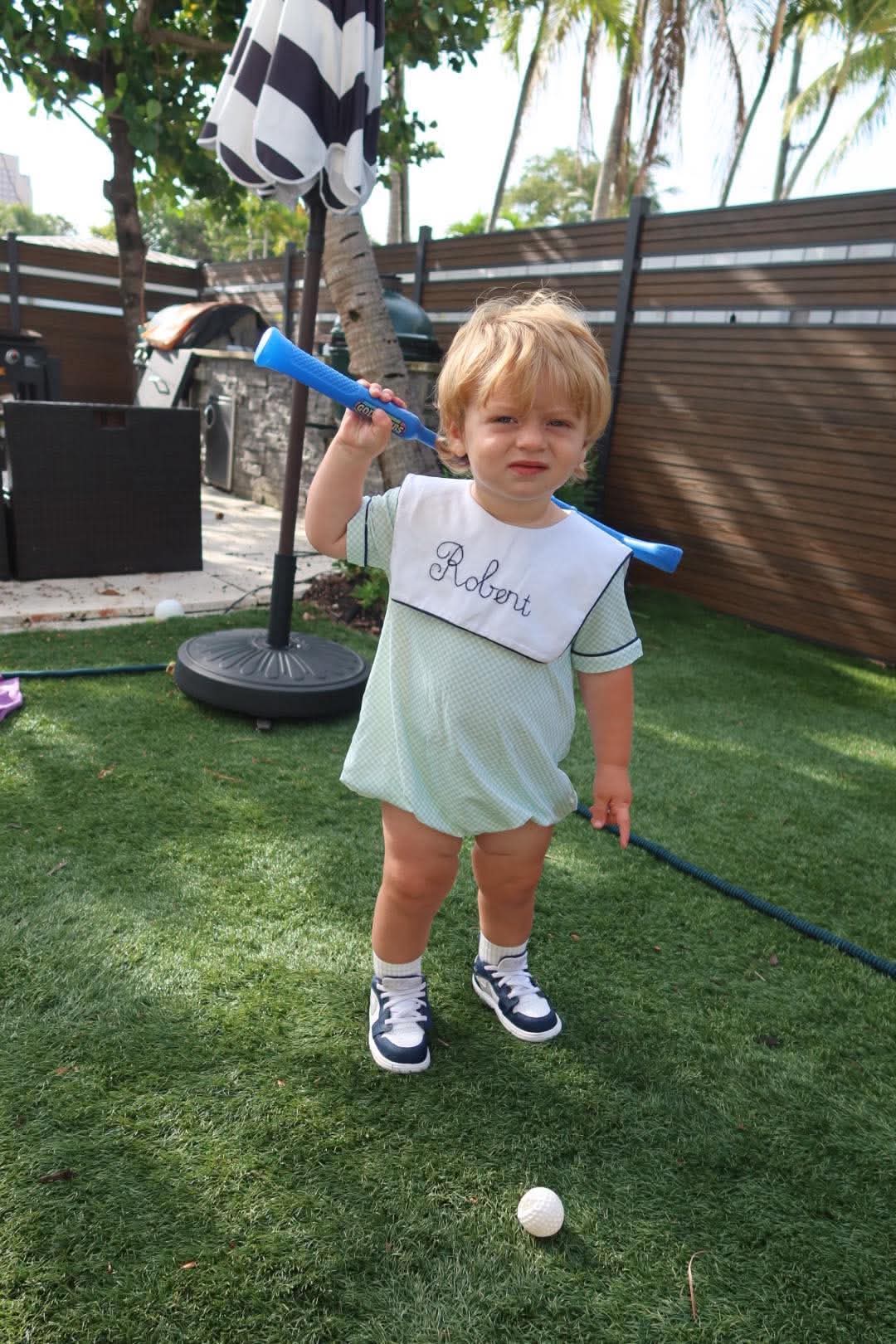 Boy's Green Plaid Bubble