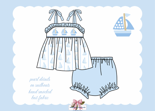 PO20: Summertime Sailboats: Girl's Bloomer Set