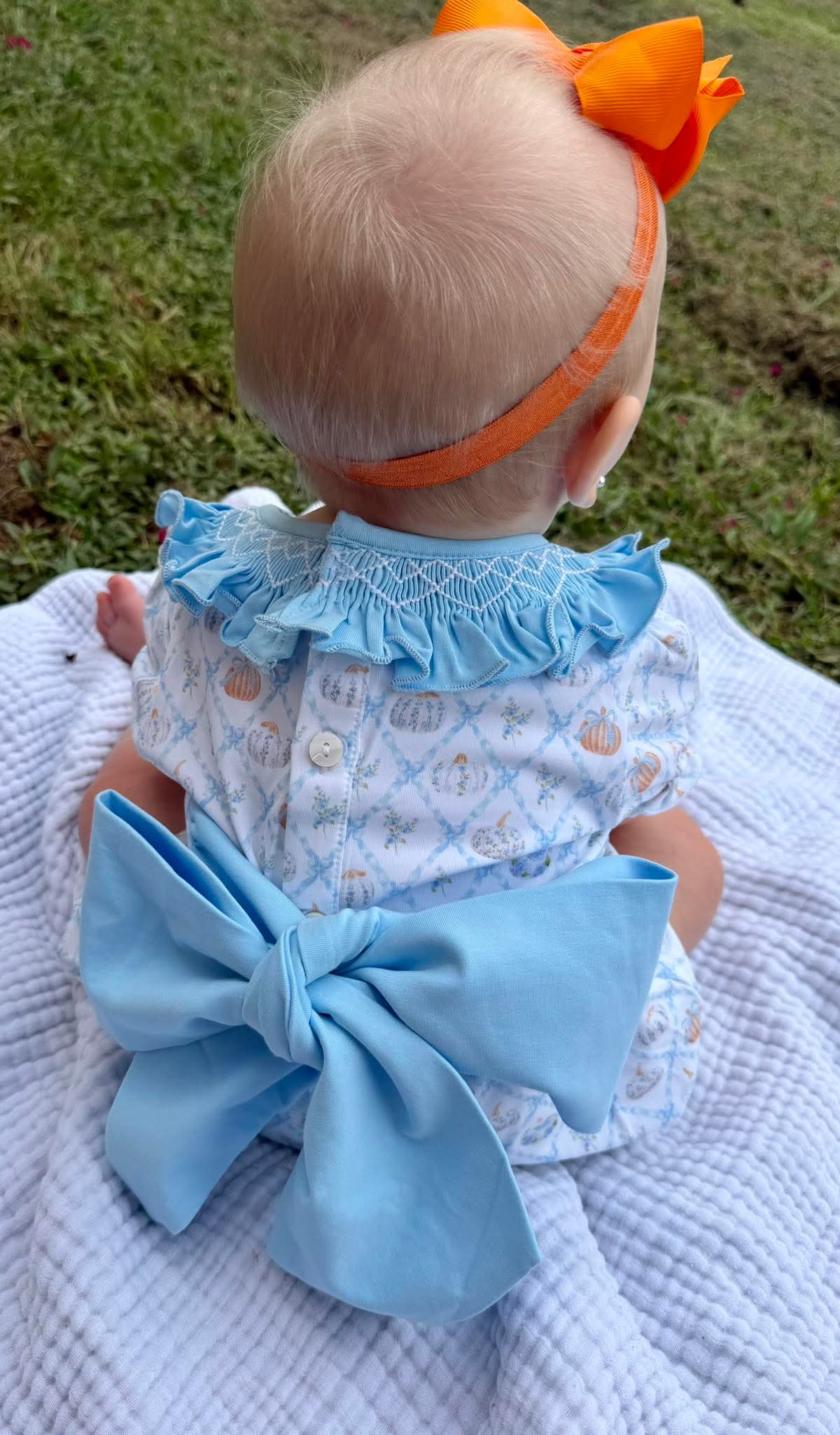 Girl's Preppy Blue Pumpkins Bubble
