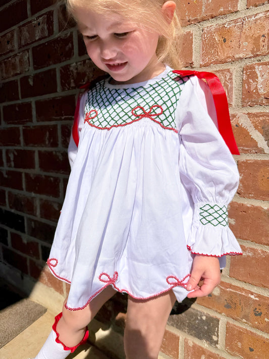 White Christmas: Girl's Bloomer Set/Dress