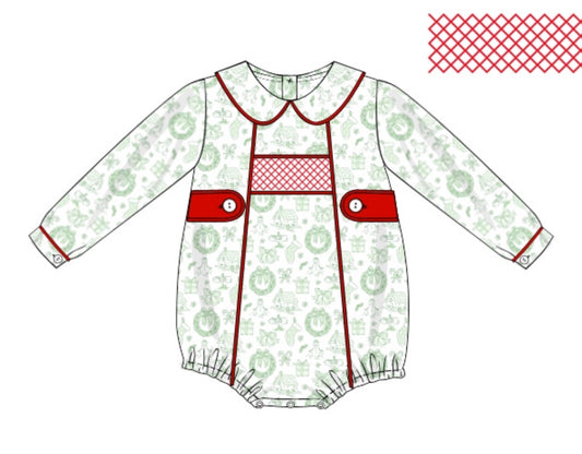 Green Christmas Toile: BOY'S BUBBLE