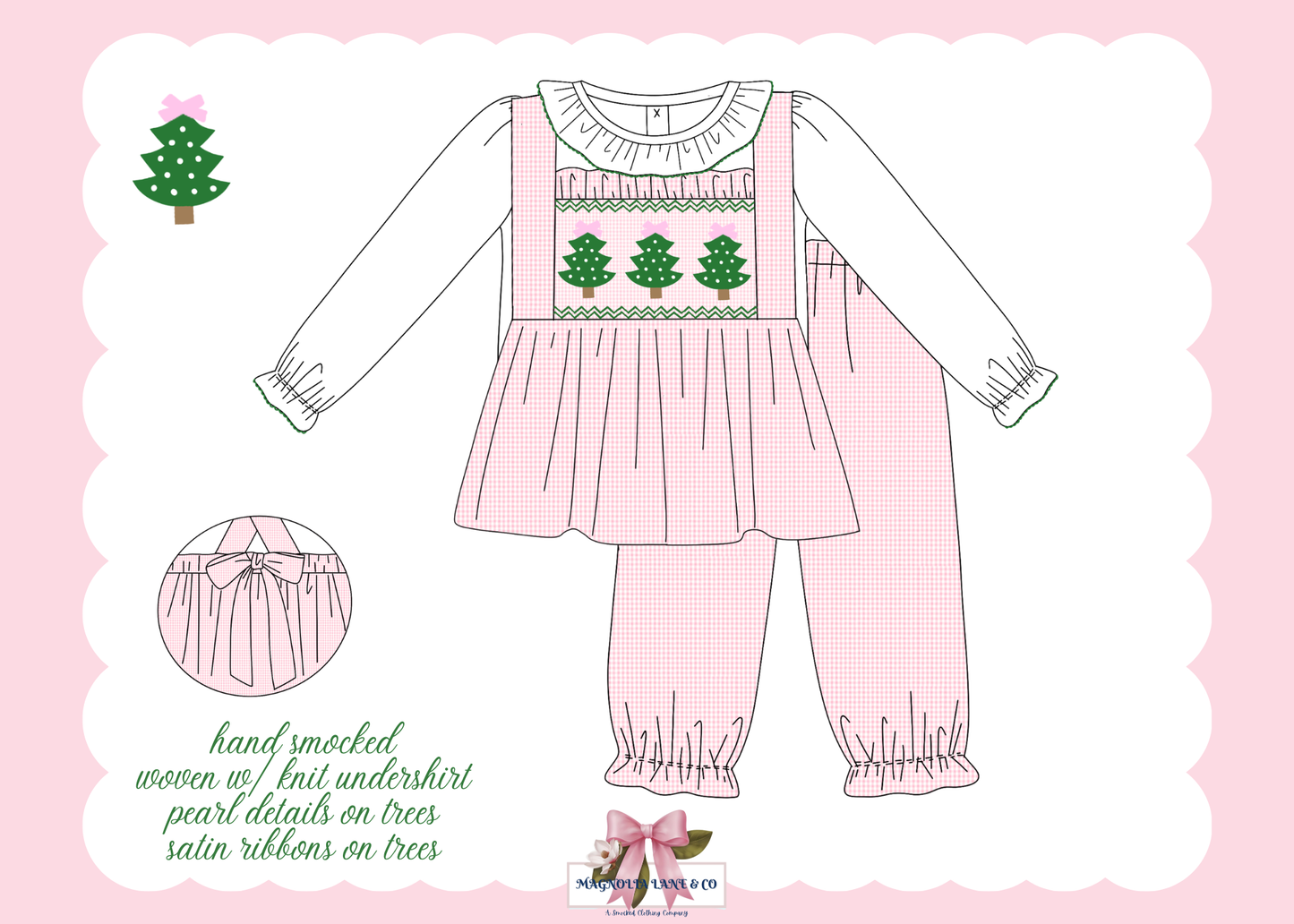 PO26: Gingham Trees: Girl’s Pants Set (ETA: October)