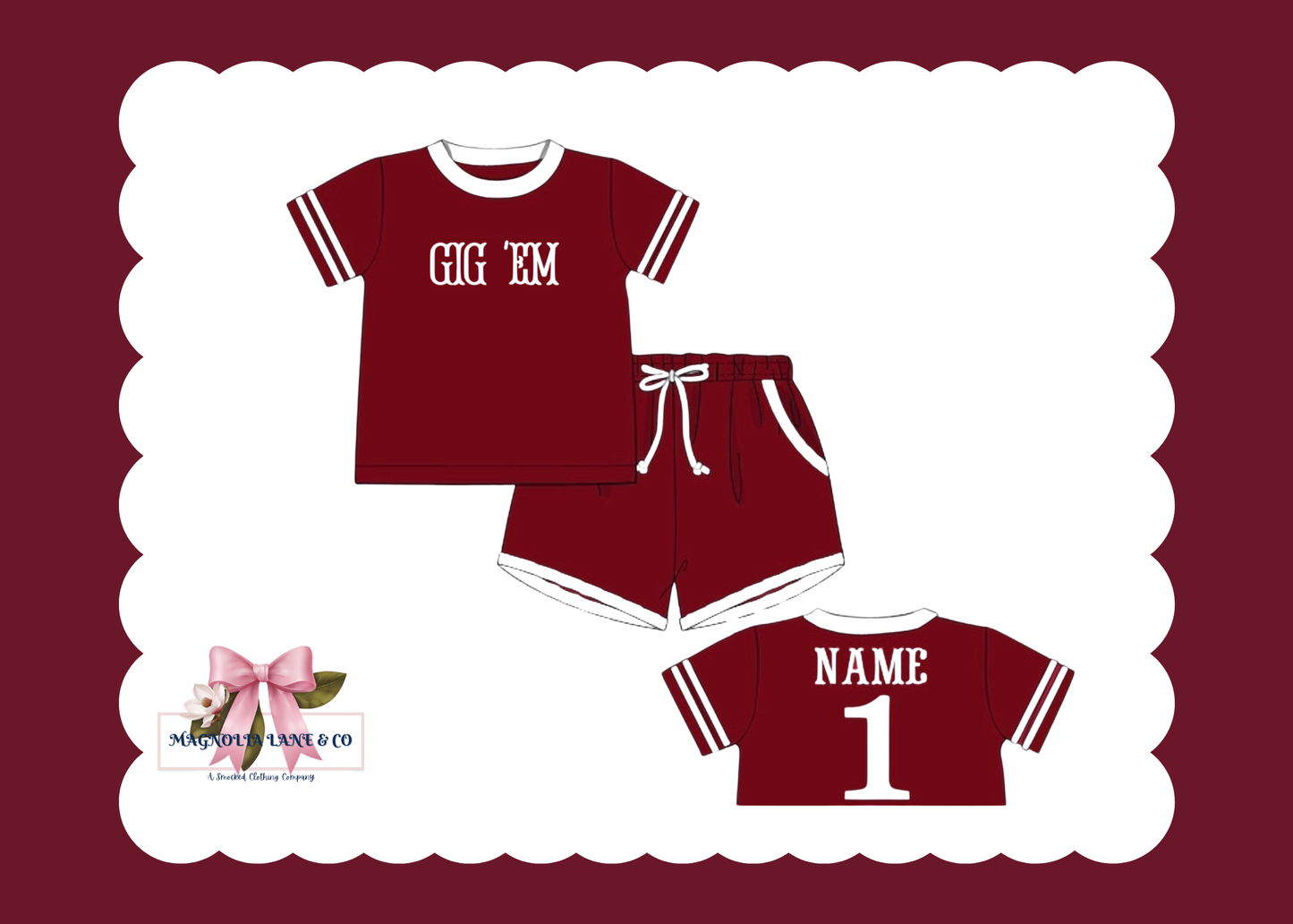 PO23: Maroon & White Jerseys: Shorts Set