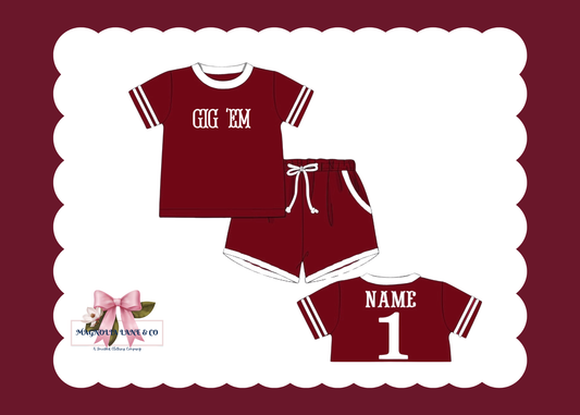 PO23: Maroon & White Jerseys: Shorts Set